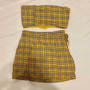 Matching Yellow Plaid Tube-Top & Mini Skirt